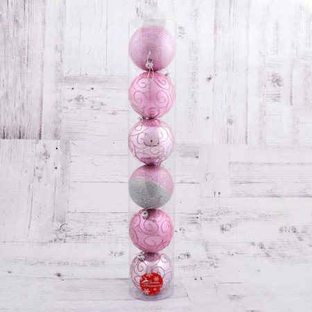 Set of balls plastic D-8 cm, 6 pcs "Laguna" pink-1