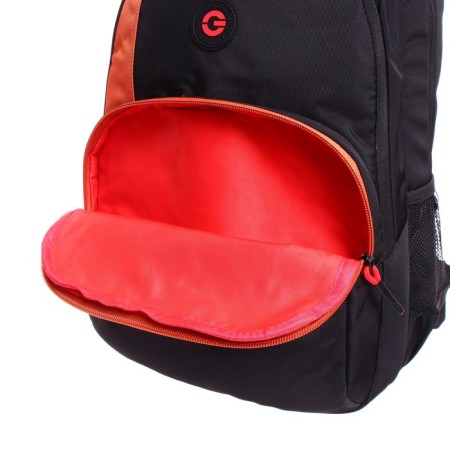 Youth backpack 45 x 32 x 23 cm, ergonomic back, laptop compartment, Grizzly, black/orange RU-330-1_3-6