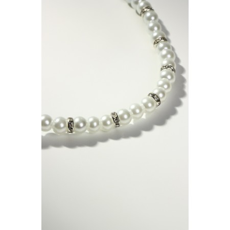 Pearl beads "Bride" with rhinestones, ball No. 4, white color, l = 43.5 cm-2