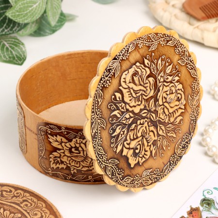 Casket "Rose", 100 x 40 mm, birch bark-1