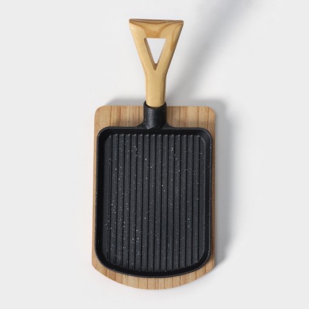 The cast -iron pan on the wooden stand “Shovel. Grill ", 23 × 18 cm, black color-3