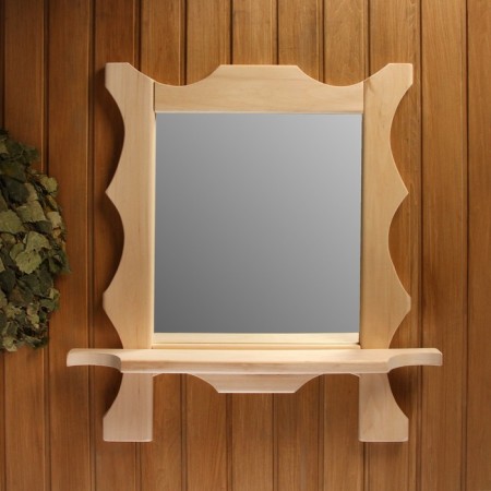 Carved mirror with 1 shelf, 70 × 55 × 16 cm-1