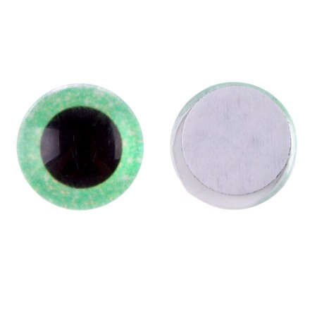 Elose -based eyes, set of 10 pcs., Size 1 pc. - 10 mm, green color with sparkles