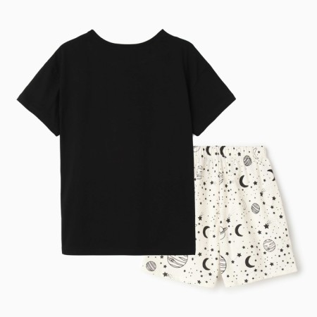 Female home set (T -shirt/shorts), black/milk color, size 48-8