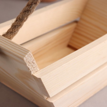Kashpo wooden, "boat" 270*110*110. Handle- rope 8mm.-3