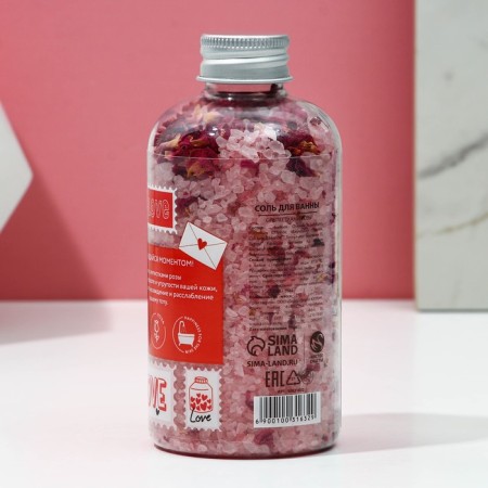 Bath salt with rose petals “Love is...”, 370 g, pure happiness-3