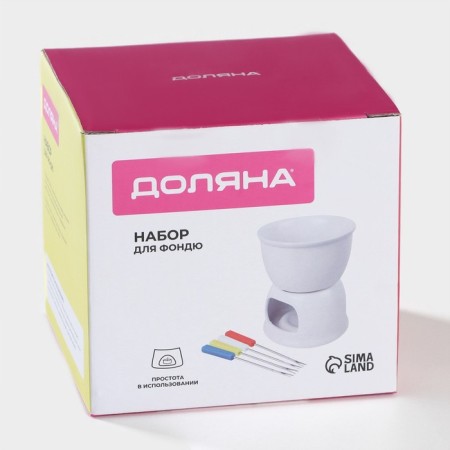 Ceramic set for Fonda Glosses, 6 items: a bowl 400 ml, stand, 4 skewers, white color-5
