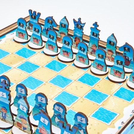 Chess children's tables large "sea", 30.5 x 32 cm, king H-6.5 cm, pawns-4.5 cm-4