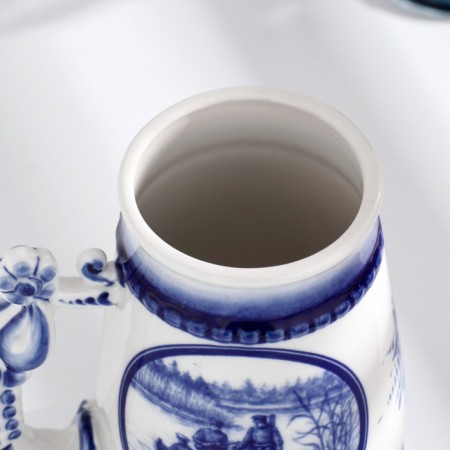 Beer mug "Genre. Hunting", Gzhel-3