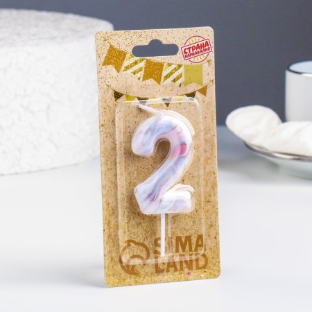 Candle in the “White Marble” cake, number “2”, 5.5 cm-1