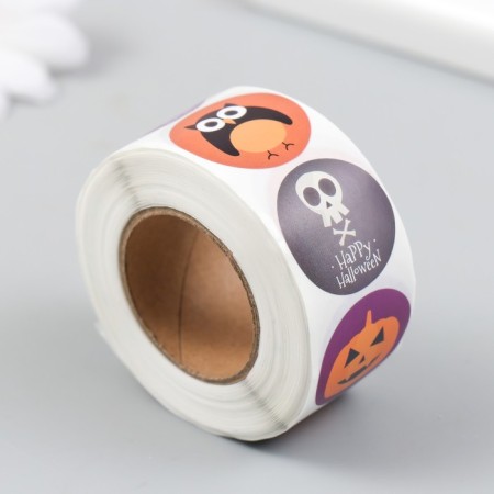 Stick Paper "Halloween. Scarecrow" d = 2.5 cm 500 pcs in a roll 3x6.5x6.5 cm-1
