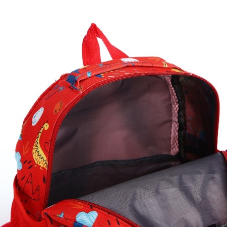 Baby backpack on lightning, 3 outer pockets, red color-5