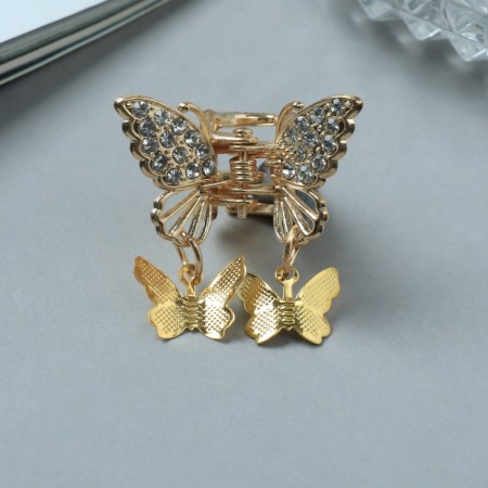 Hair crab "Milada" Small butterflies, 2.5 cm, gold
