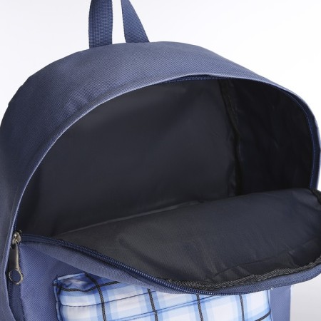 Set of a backpack with a zipper, core, bag, cosmetic bag, blue color-5