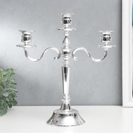 Summary Metal for 3 candles "Elegance" silver 35x31x11 cm-1
