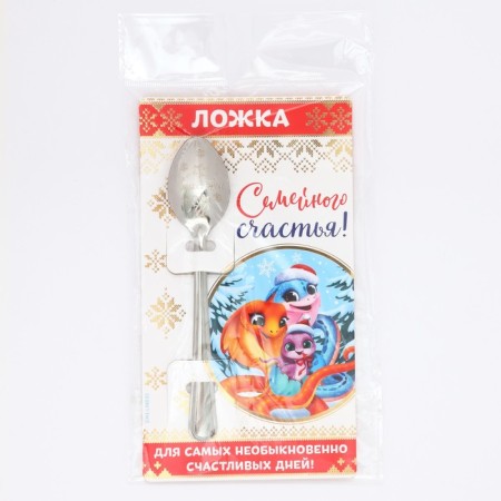 Spoon souvenir on the card "New Year's collection: family happiness", 3 x 14 cm-6