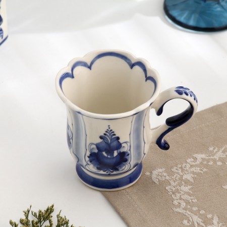 Coffee mug, height 9 cm, volume of 160 ml, gzhel-2