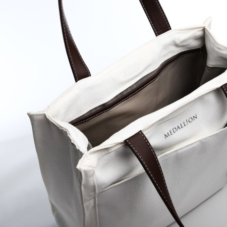 Шопер на молнии, цвет белый-4