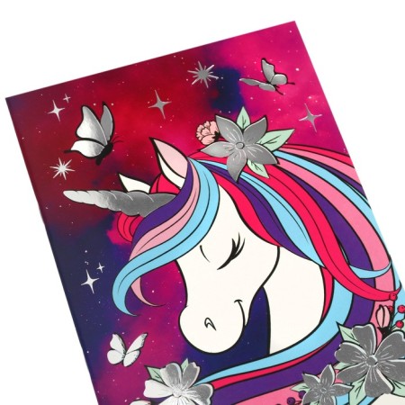Notepad A5, on a paper clip, 40 sheets, to a point, stamping silver, Minnie Mouse and unicorn-6