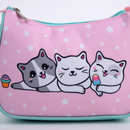 Children's bag for a girl, textile, “three kittens”, 4 cm x 17 cm x 13 cm-3