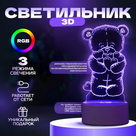 Light "Mishutka" Led RGB from the network 9.5x9.5x16 cm Risalux-1