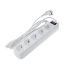 Smartbuy network filter, 5 outlets, 3 m, 10 A, 2200 W, s/c, with off., White