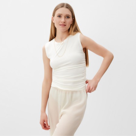 T-shirt female Minaku: Basic Line Color Ecrew, Rr. 44-2