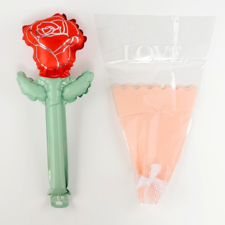 Foil ball 12 "Red rose on a stick", mini bouquet-4