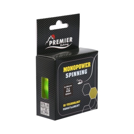 Premier Fishing Monopower Spinning Lines, diameter 0.35 mm, test 11.1 kg, 100 m, fluorescent yellow-2
