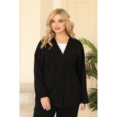 Women's costume: cardigan, trousers, size 50, black color-1