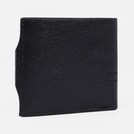 Male purse on a magnet, department for bills, for coins, for cards, black color-1