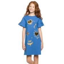Dress for girls, height 134 cm, ultramarin color