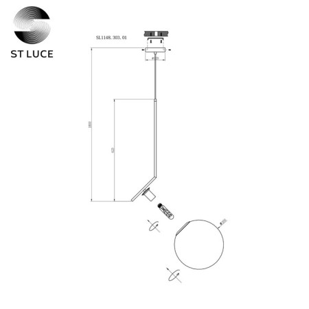 Suspension lamp ST LUCE. SL1148.303.01. CODDA. 1x60 W, E27, 30x30 cm, brass color-9