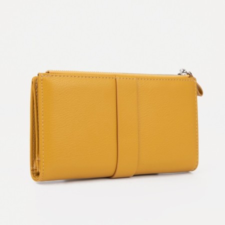 Women's wallet on the button, yellow color-1