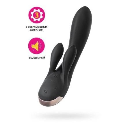 Satiffyer Double Flex Connect App, Black Color, silicone
