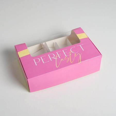 Eclaire box, confectionery packaging, 5 inserts, Perfect Tasty, 25.2 x 15 x 7 cm