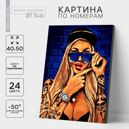 Picture on numbers on a canvas with a subframe "Modern Girl", 40 x 50 cm