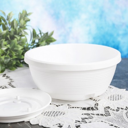 Pot with a pallet 2.7 l, d = 23, h = 11.5 "Marseille", white color-1