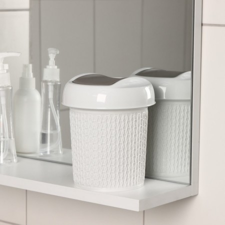 Garbage container desktop Velvet, 1 l, d = 13 cm, h = 15.5 cm, color is light gray
