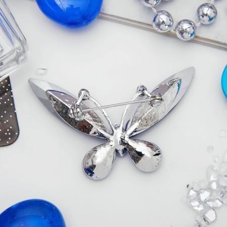 Brooch "Butterfly" monochrome, blue color in silver-2