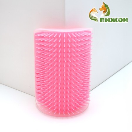 Massager - Cheskalka on an angle with cat mint for cats, size S, 13.5*9*5 cm, pink