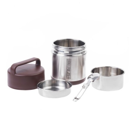 Thermos for food "Practitioner", 1.5 l, 2 plates, spoon, retains heat 12 hours, 21 x 13 cm,-1