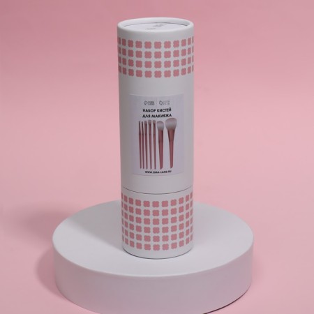 A set of makeup brushes "Makeup", 7 items, in a tube, pink color-7