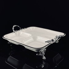 Menzhitsa with handles Lenardi Atlantis, on legs, porcelain, length 33 cm