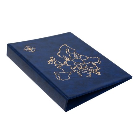 Album for coins on rings, Optima format 230 x 265 mm Calligrata "Map", includes up to 20 sheets, cover cover, blue-1