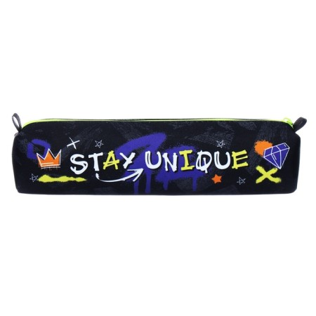 The pencil case is soft, 1 compartment, quadro, 45 x 210 mm, Hatber "Be unique!" Black/Green NPK_62157-2