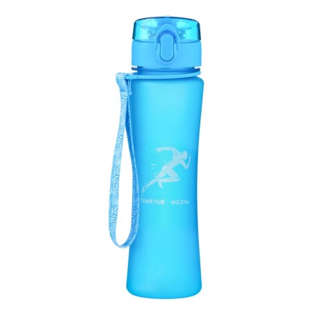 Water bottle, 600 ml, "movement - life", with a drinker, blue-1