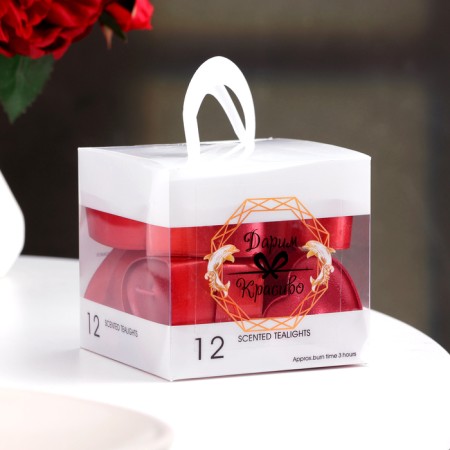 Set of candles in the sleeve "Heart", 12 pcs, ruby ​​metallic-2