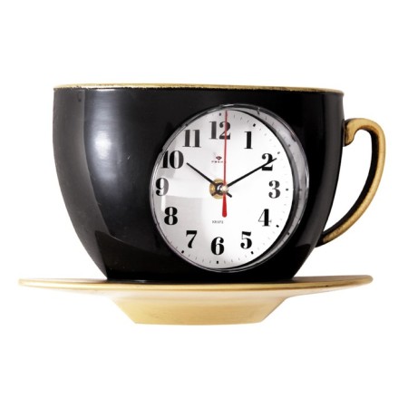 Wall -wall clocks for the kitchen "Cup", silent, 28 x 17 cm, black, aa-1