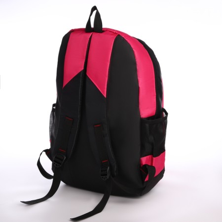 School backpack from textiles on lightning, 4 pockets, pink color-3